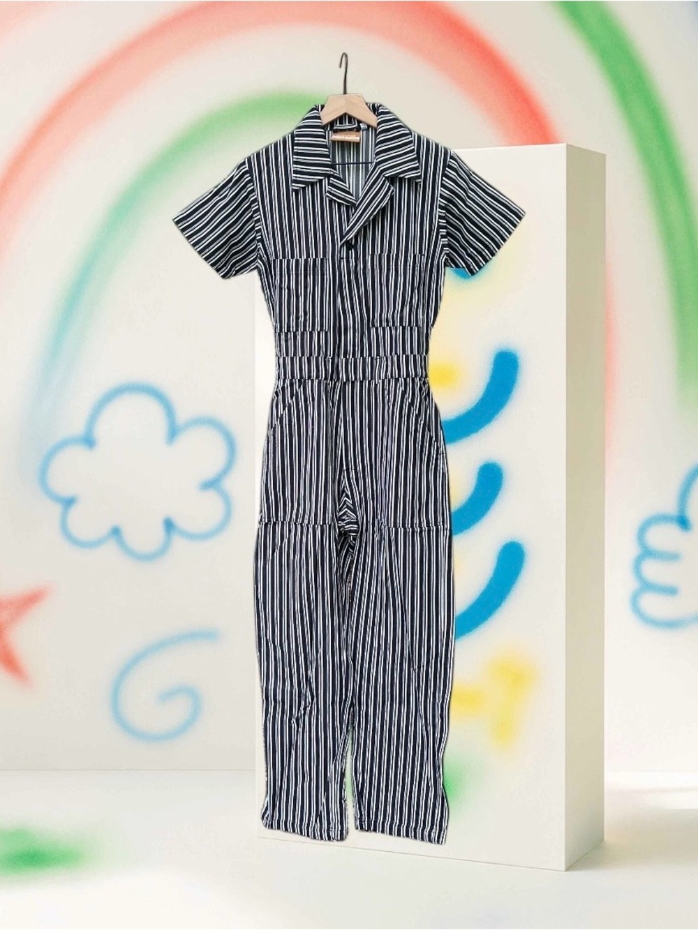 Big Bud Press Frontier Black Stripe Short Sleeve Jumpsuit Size S